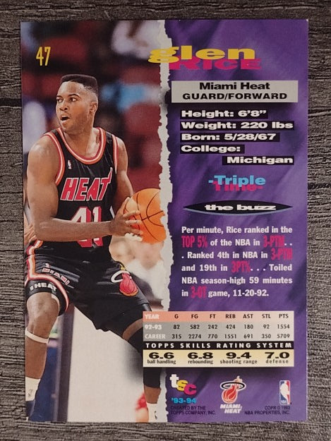 1993-94 Stadium Club #47 Glen Rice
