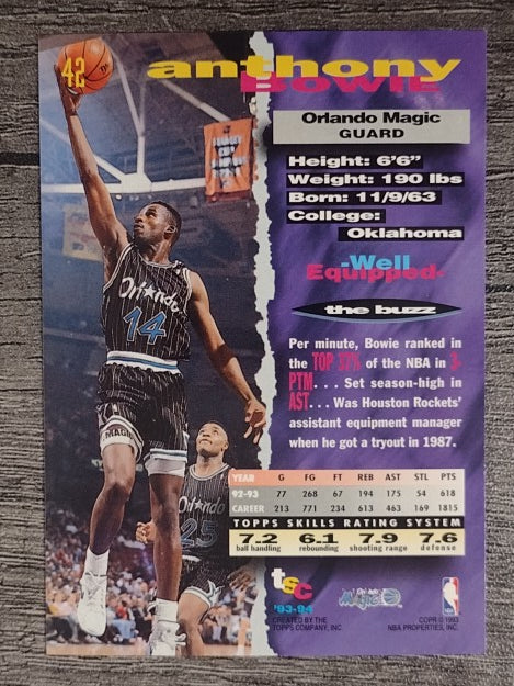 1993-94 Stadium Club #42 Anthony Bowie