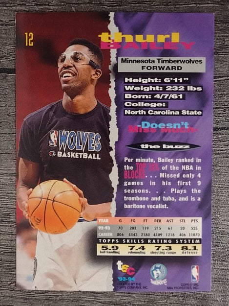 1993-94 Stadium Club #12 Thurl Bailey