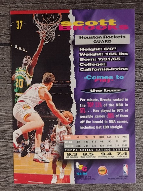 1993-94 Stadium Club #37 Scott Brooks