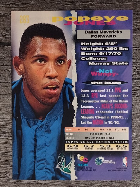 1993-94 Stadium Club #283 Popeye Jones RC