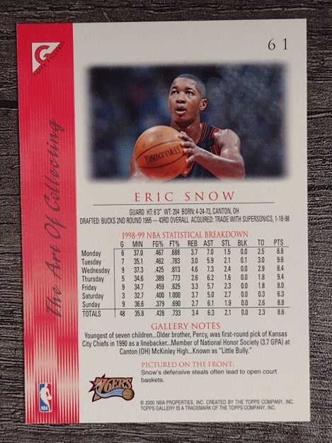1999-00 Topps Gallery #61 Eric Snow
