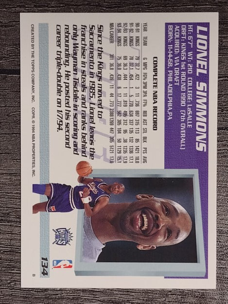 1994-95 Topps #134 Lionel Simmons
