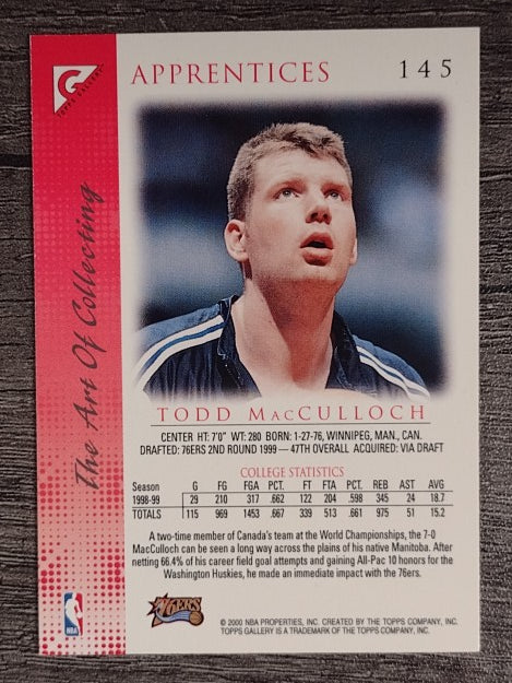 1999-00 Topps Gallery #145 Todd MacCulloch RC