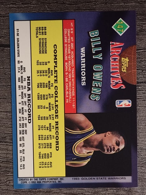 1992-93 Topps Archives #147 Billy Owens