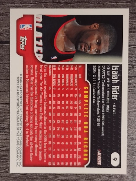 1999-00 Topps #9 Isaiah Rider