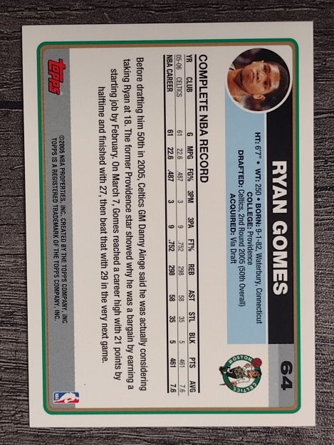 2006-07 Topps #64 Ryan Gomes