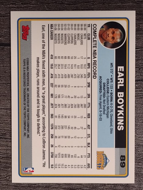 2006-07 Topps #89 Earl Boykins