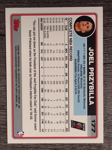 2006-07 Topps #177 Joel Przybilla