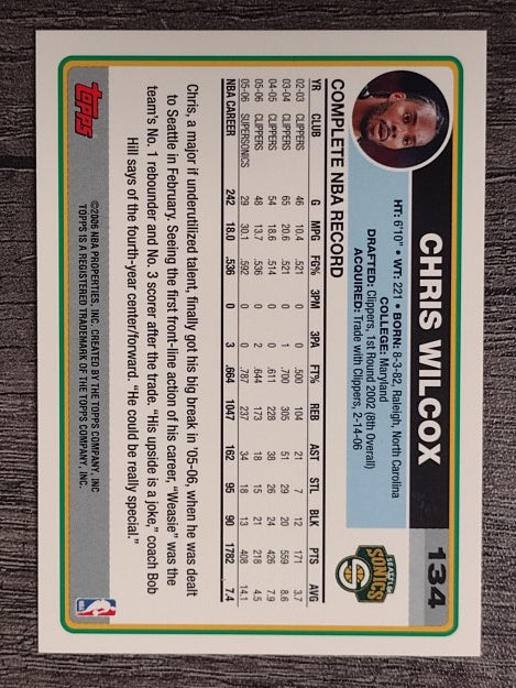 2006-07 Topps #134 Chris Wilcox