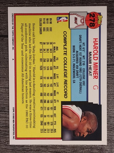 1992-93 Topps #278 Harold Miner RC