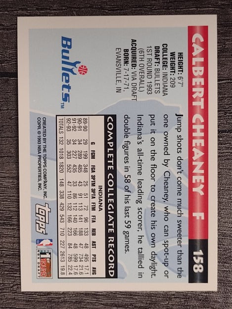 1993-94 Topps #158 Calbert Cheaney RC