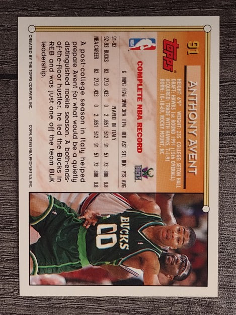 1993-94 Topps #91 Anthony Avent