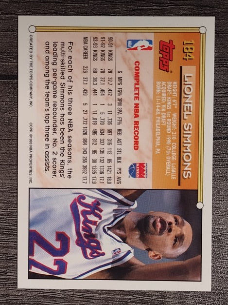 1993-94 Topps #184 Lionel Simmons