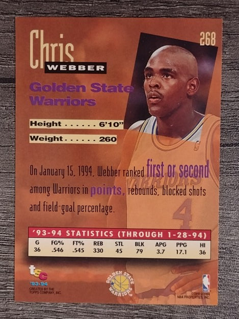1993-94 Stadium Club #268 Chris Webber NW