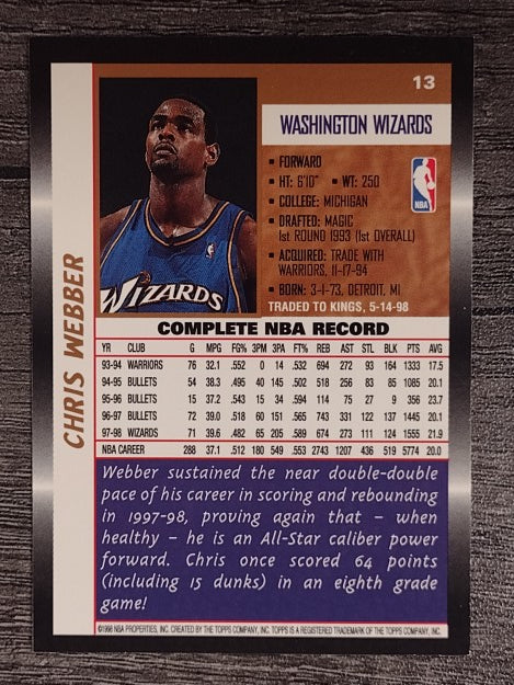 1998-99 Topps #13 Chris Webber