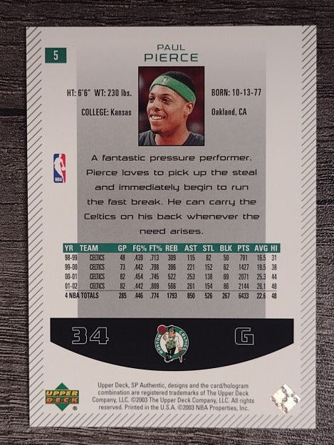 2002-03 SP Authentic #5 Paul Pierce