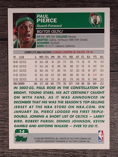 2003-04 Topps #14 Paul Pierce