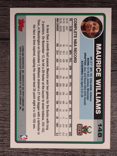 2006-07 Topps #148 Maurice Williams