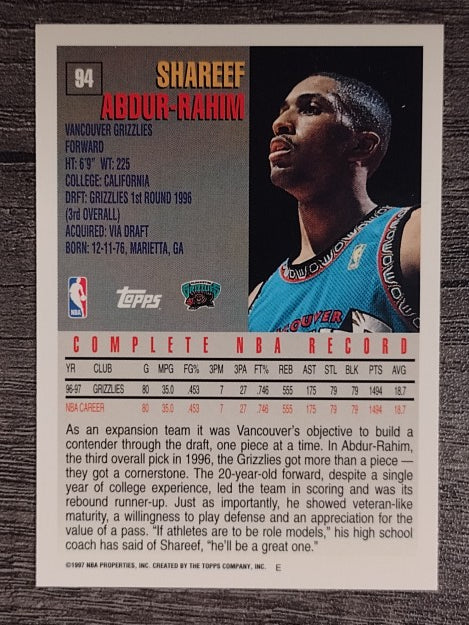 1997-98 Topps #94 Shareef Abdur-Rahim