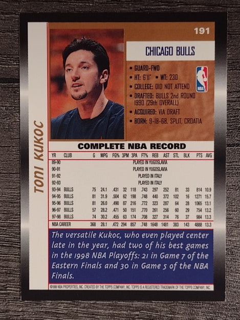 1998-99 Topps #191 Toni Kukoc