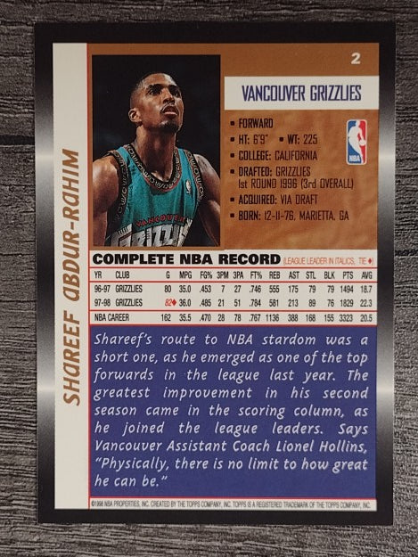 1998-99 Topps #2 Shareef Abdur-Rahim