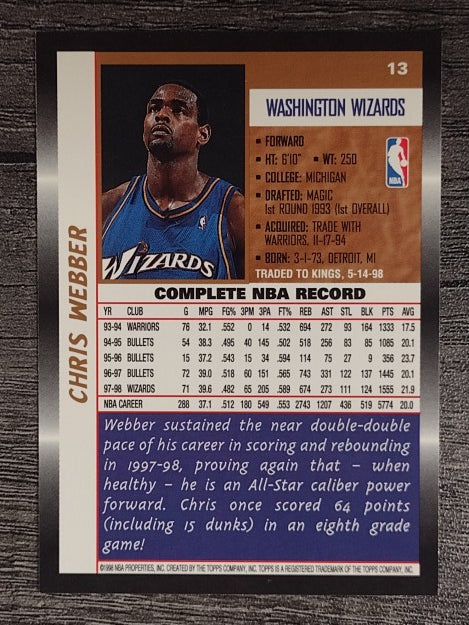 1998-99 Topps #13 Chris Webber