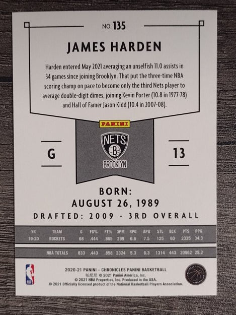 2020-21 Panini Chronicles #135 James Harden/Panini