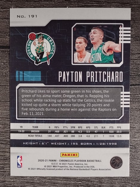 2020-21 Panini Chronicles #191 Payton Pritchard/Playbook