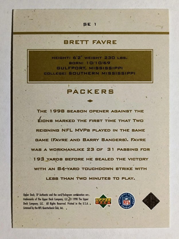 1998 SP Authentic Maximum Impact #SE1 Brett Favre