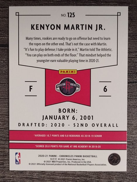2020-21 Panini Chronicles #125 Kenyon Martin Jr. RC/Panini