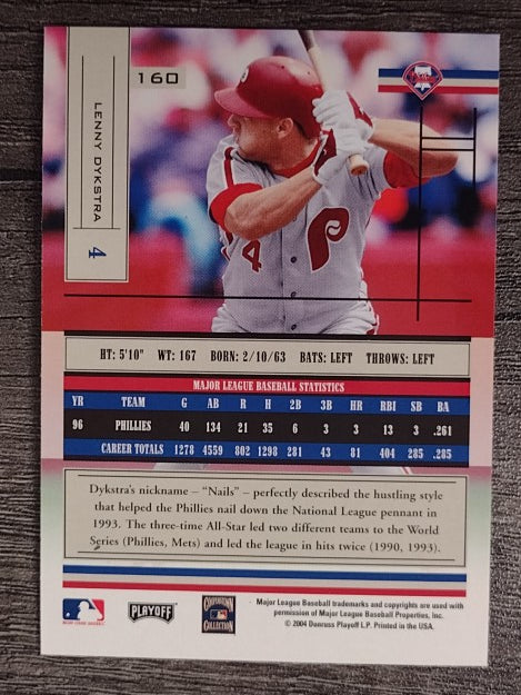 2004 Absolute Memorabilia Retail #160 Lenny Dykstra
