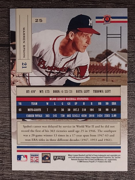 2004 Absolute Memorabilia Retail #25 Warren Spahn