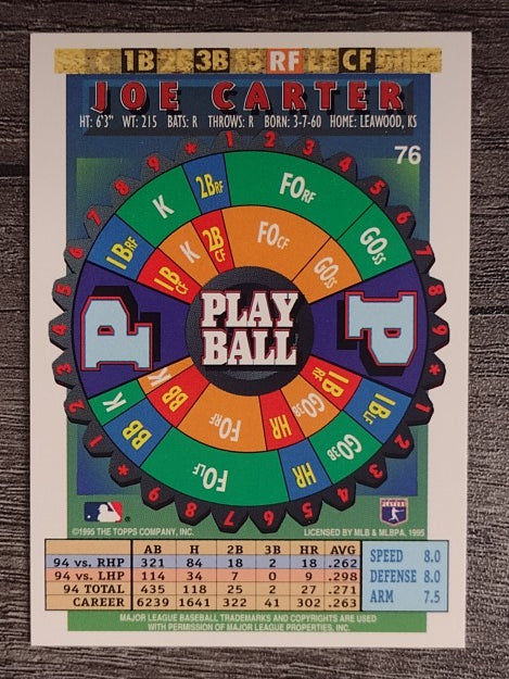 1995 Bazooka #76 Joe Carter