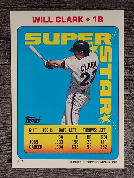 1990 Topps Sticker Backs #1 Will Clark