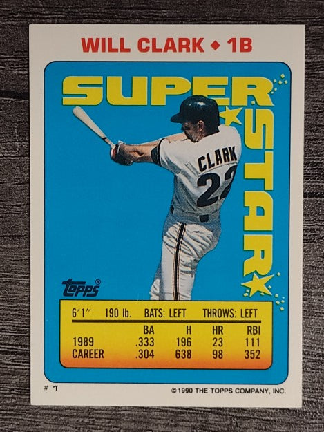 1990 Topps Sticker Backs #1 Will Clark