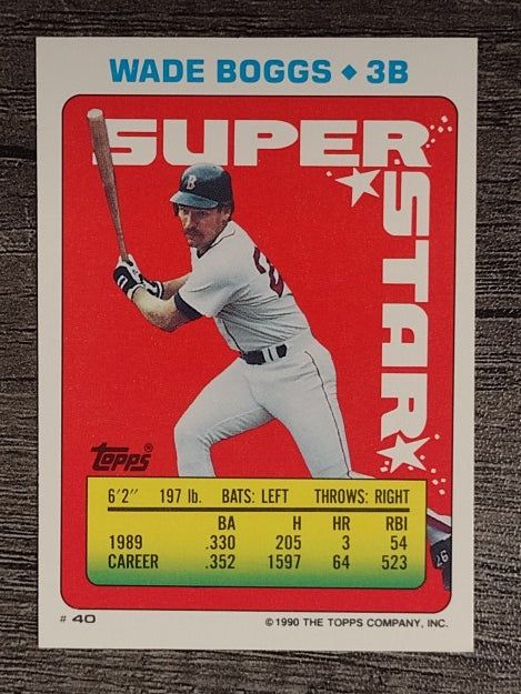 1990 Topps Sticker Backs #40 Wade Boggs