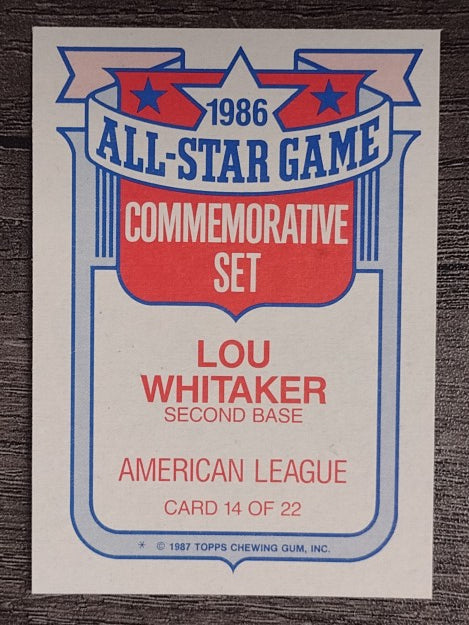 1987 Topps Glossy All-Stars #14 Lou Whitaker
