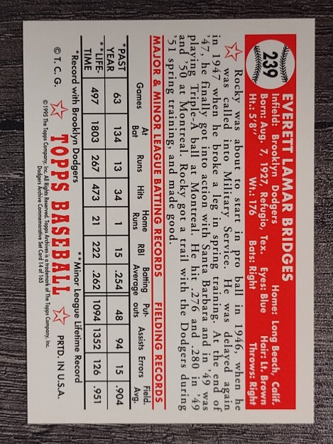 1995 Topps Archives Brooklyn Dodgers #14 Rocky Bridges