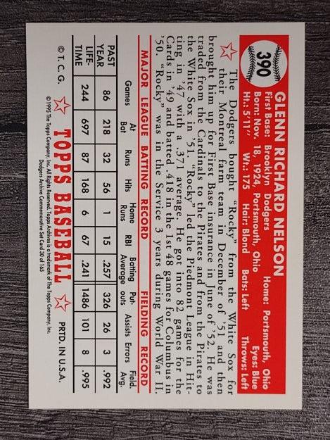 1995 Topps Archives Brooklyn Dodgers #30 Rocky Nelson