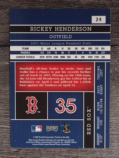 2002 Absolute Memorabilia #24 Rickey Henderson