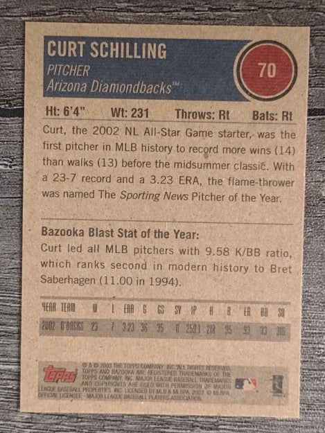 2003 Bazooka Minis #70A Curt Schilling Logo