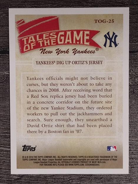 2010 Topps Tales of the Game #TOG25 Yankees Dig Up David Ortiz' Jersey