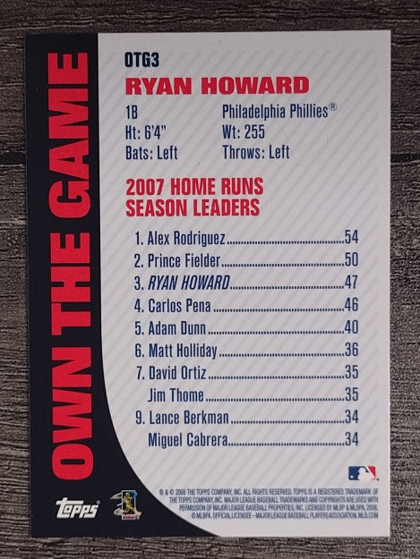 2008 Topps Own the Game #OTG3 Ryan Howard