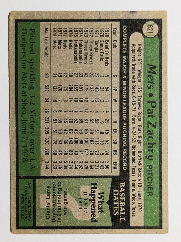 1979 Topps #621 Pat Zachry (GOOD)