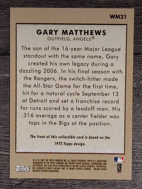 2007 Topps Wal-Mart #WM21 Gary Matthews