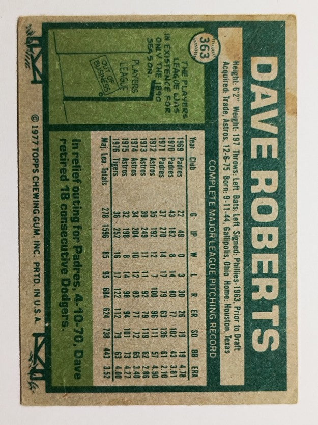 1977 Topps #363 Dave Roberts (POOR)