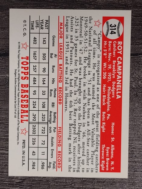 1995 Topps Archives Brooklyn Dodgers #19 Roy Campanella