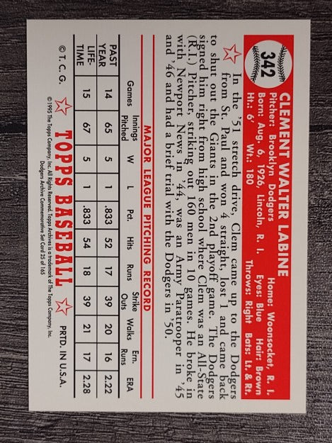 1995 Topps Archives Brooklyn Dodgers #25 Clem Labine