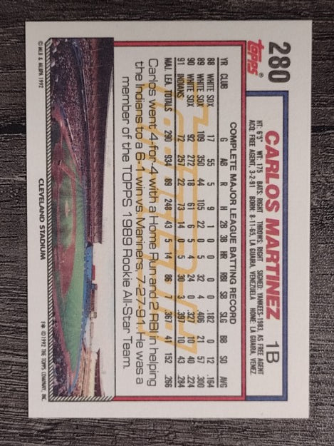 1992 Topps Gold Winners #280 Carlos Martinez